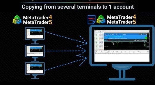 Copy from multiple terminals into one account